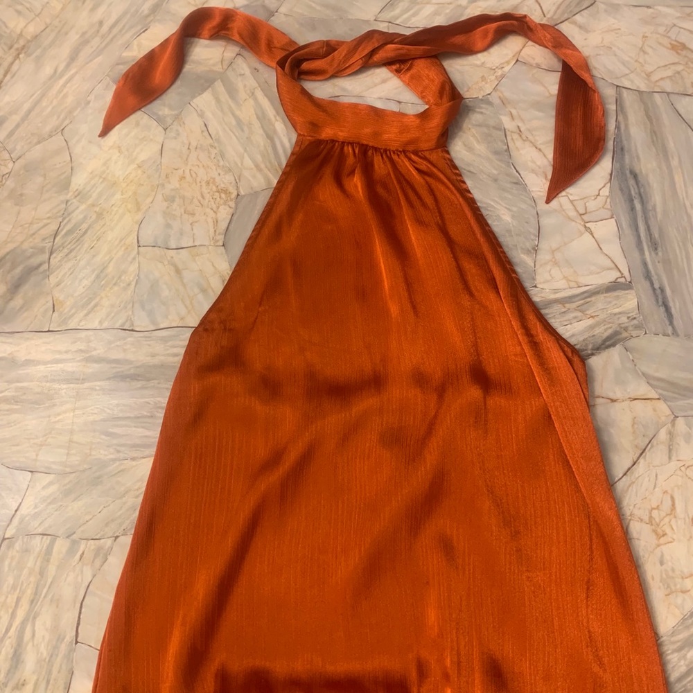 I.N. San Francisco Orange Halter Tank Top